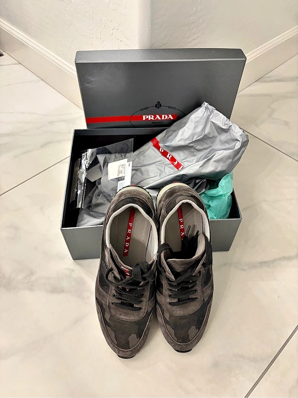 Prada Camo Sneakers in Black & Gray size 7.5-8 - Picture 11 of 11
